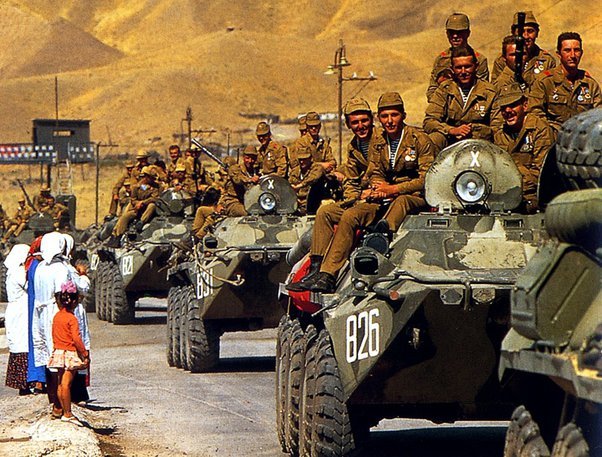 Russian Tanks moving on Afghanistan's road.