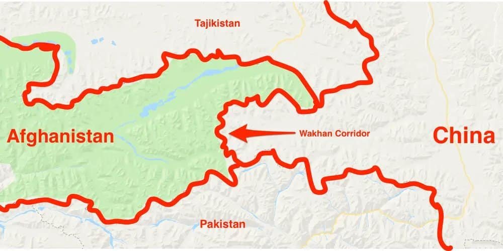 A map showing Wakhan Corridor