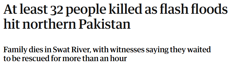 News Article - 32 people killed in Nothern Pakistan 