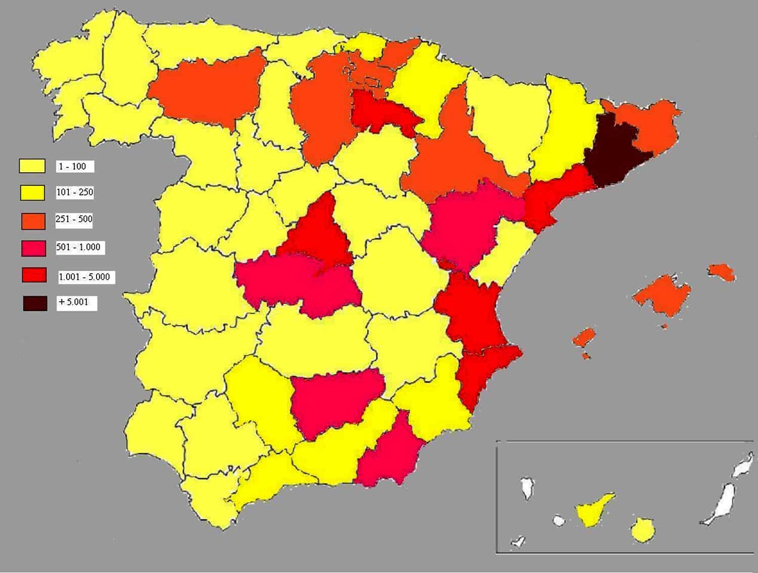 map showing places of where , what type of people live