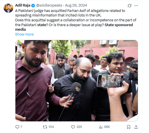 A pakistani judge has aquitted farhan asif - social post