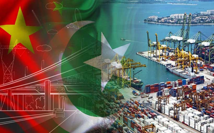 India Pakistan flags, and sea port on a side