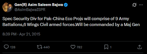 Gen Asim Saleem Bajwa tweet