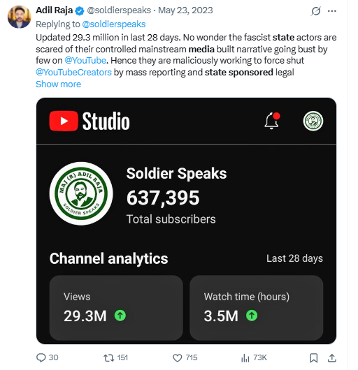 social media post related to youtube folllowers