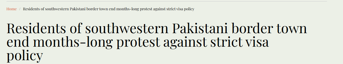 Arab News reported that Chaman traders ended their nine-month protest after the government eased visa rules for local laborers and released detained protesters, but warned of renewed action if agreements aren't upheld.