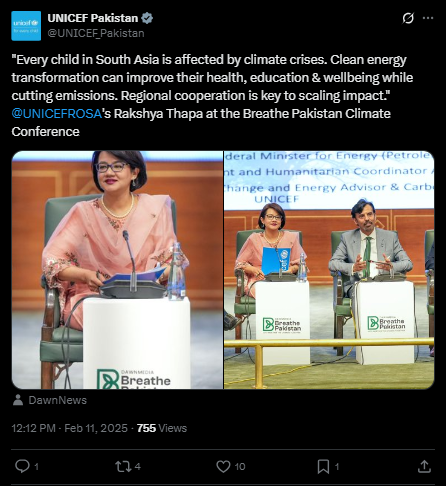 Tweet about child affected by Climate crises in South Asia