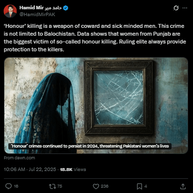 Hamid Mir about honor killing