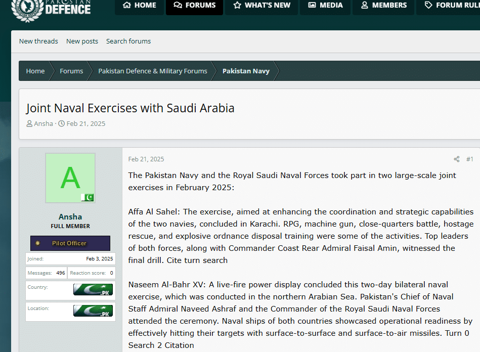 join naval exercies with saudi arabia