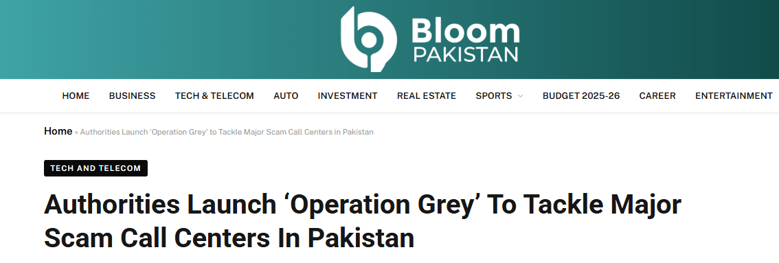 Operation Grey to Tackle Scam Call Centers