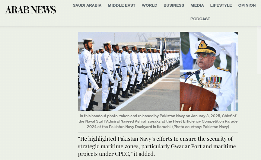 Arab news report: Pakistan Navy Efforts to Ensure the security