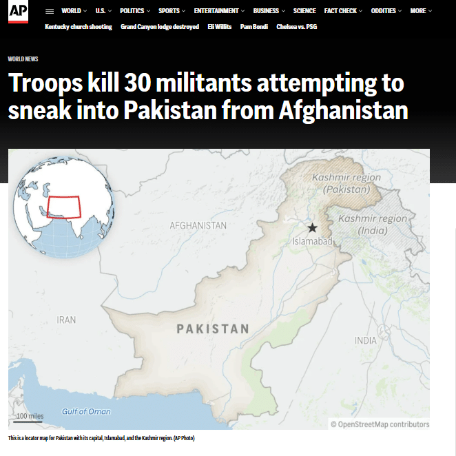 New Article showing the map of the Pak-Afghan border