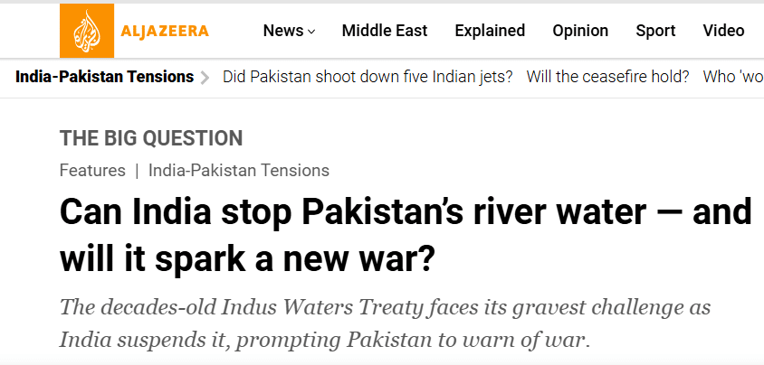 Al Jazeera’s feature about Indus water treaty