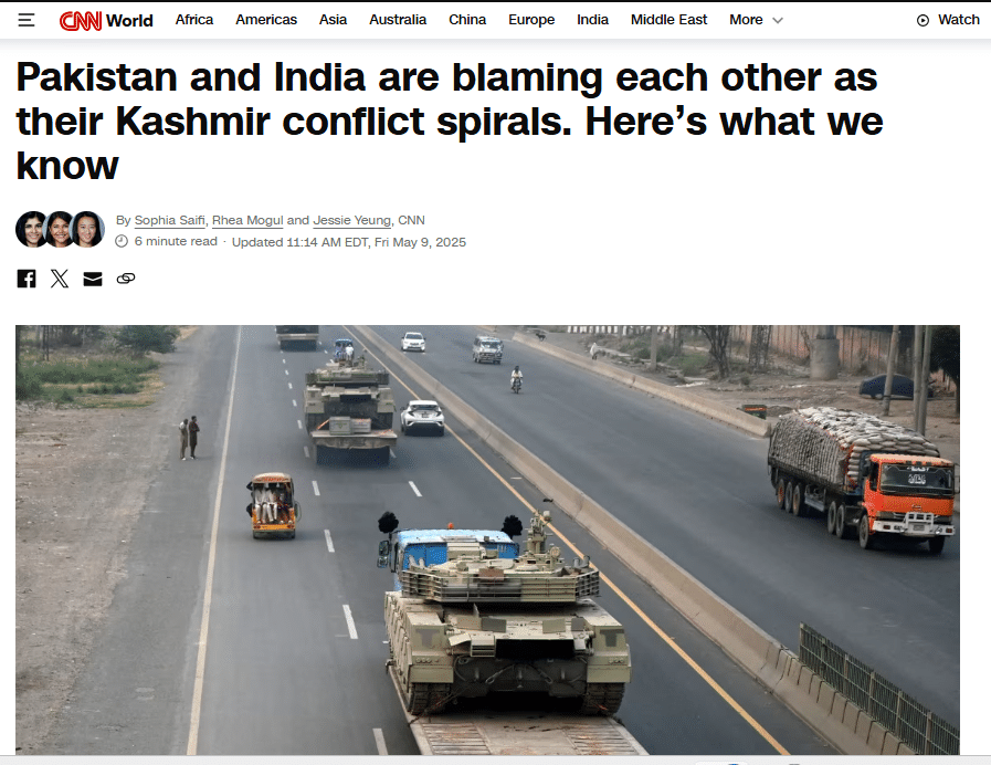 CNN report about Pak-India blaming each other as conflict in Kashmir