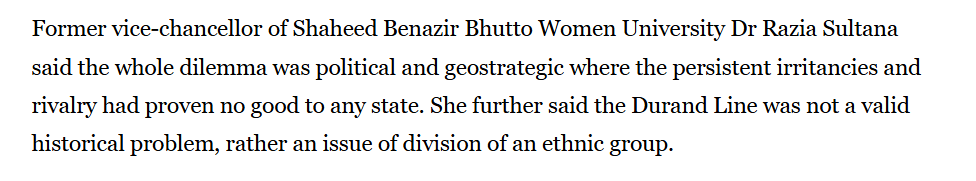 Excrept from Dawn’s report about the launch of the book on misconceptions about the Durand Line