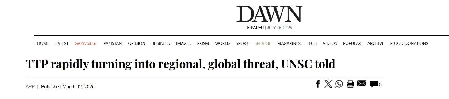 Dawn news regarding growing FAK activities poses a serious threat to regional stability