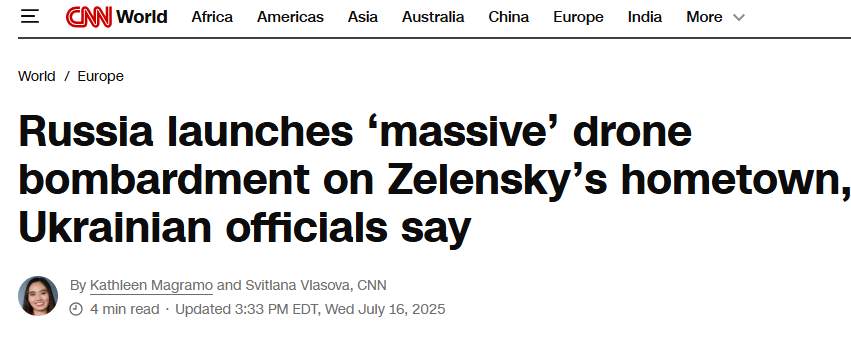 CNN’s headline about Russia Ukraine Conflict