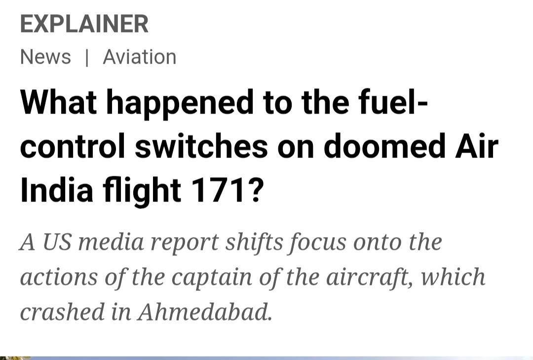New Article about fuel-control switches on doomed air india fligh 171