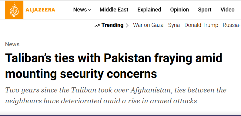 News reports that Taliban–Pakistan ties have strained as Islamabad accuses the Afghan administration of failing to curb cross-border militant activity.