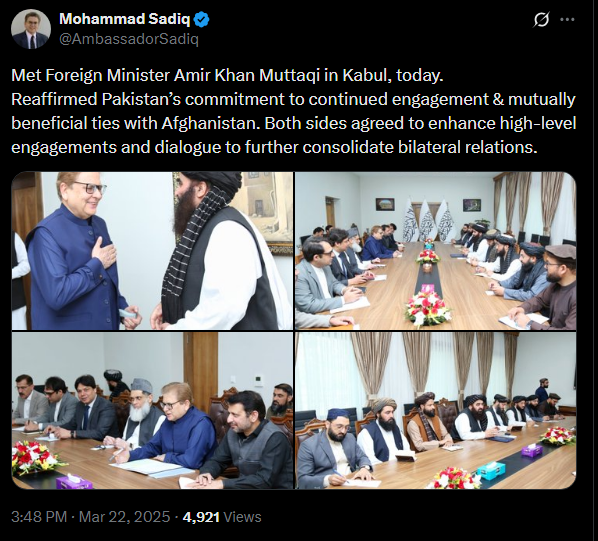 A tweet about meeting of foreign minister amir khan muttaqi in kabul