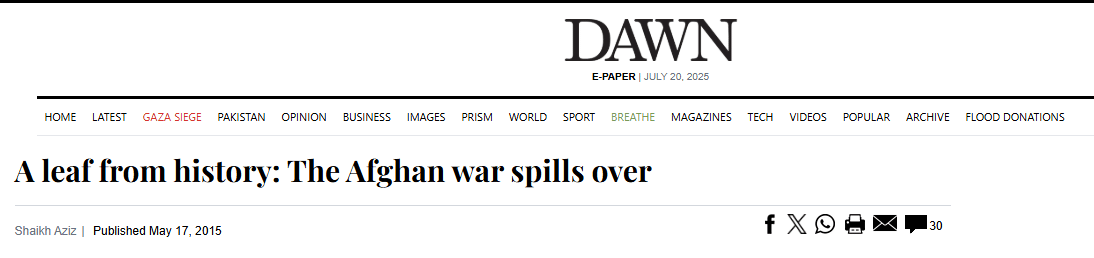Dawn reports that after the Soviet invasion of Afghanistan in 1979, Pakistan emerged as a frontline U.S. ally, channeling billions in covert aid to Afghan mujahideen while sheltering refugees and demanding greater international support.