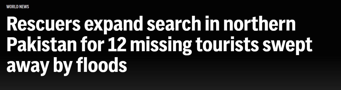 12 Missing tourists