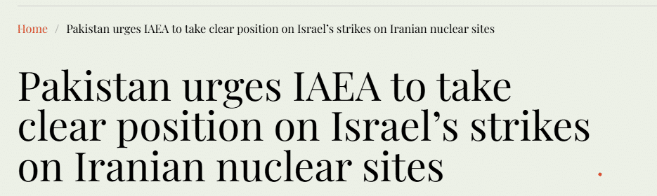 Pakistan urges IAEA to take clear position