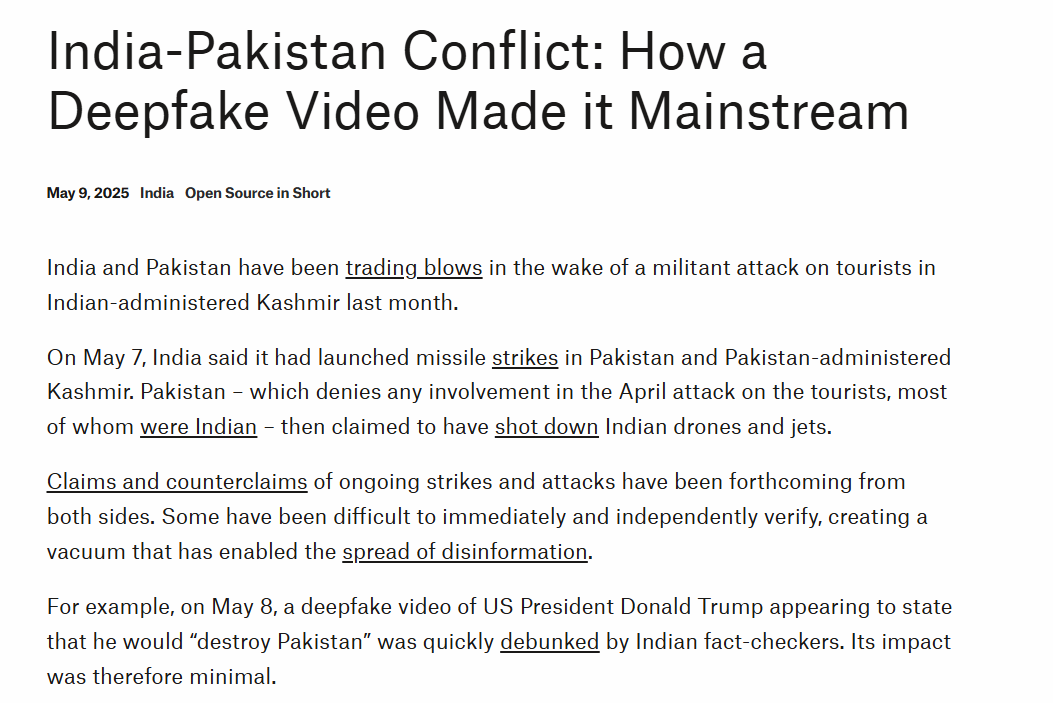 How a deepfake video made India Pakistan Conflict Mainstream