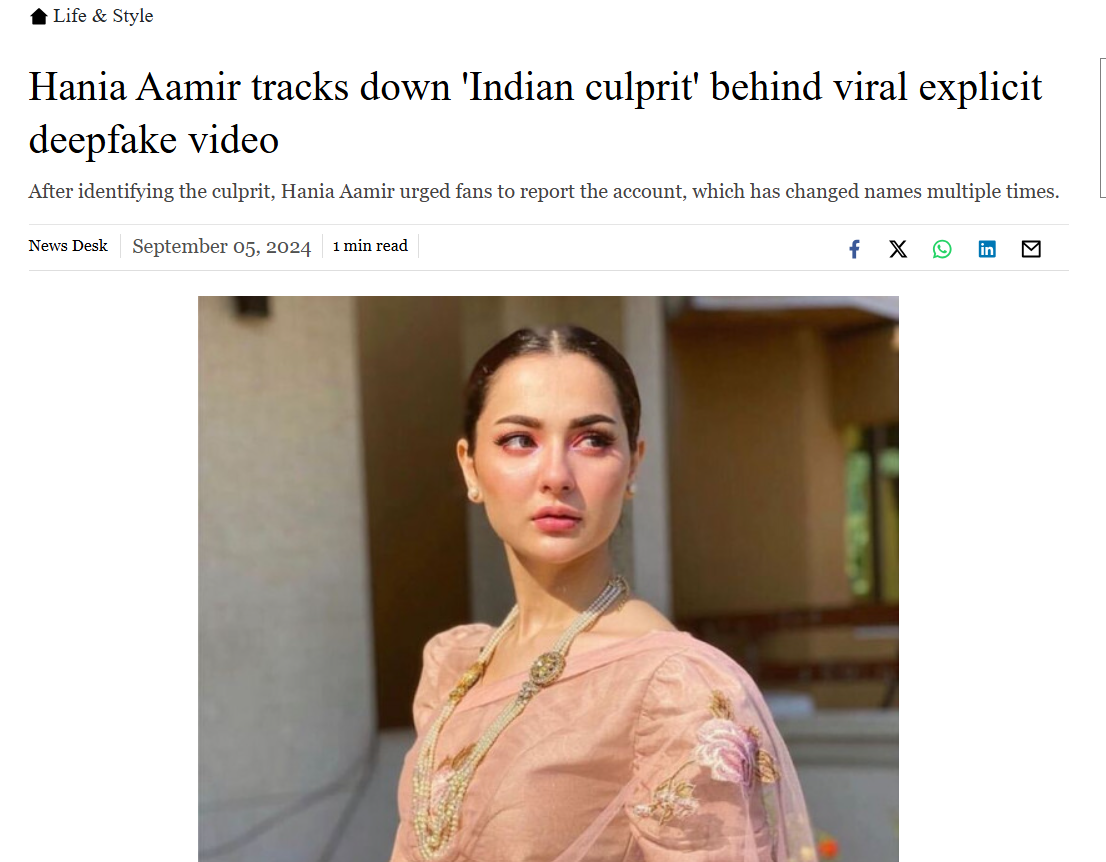Hania Amir tracks down 'Indian Culprit behind viral explicit