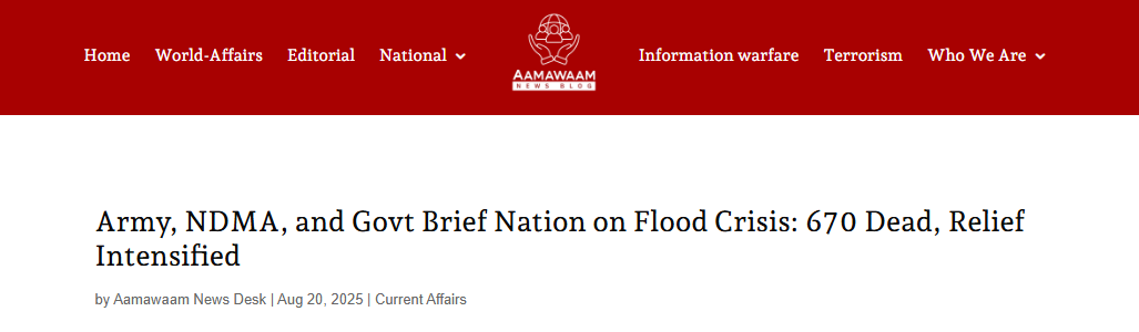 Army, NDMA, and Govt Brief Nation on Flood Crisis: 670 Dead, Relief Intensified