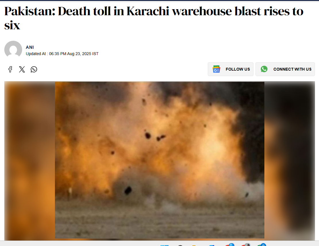 6 died in the explosion at Karachi Warehouse