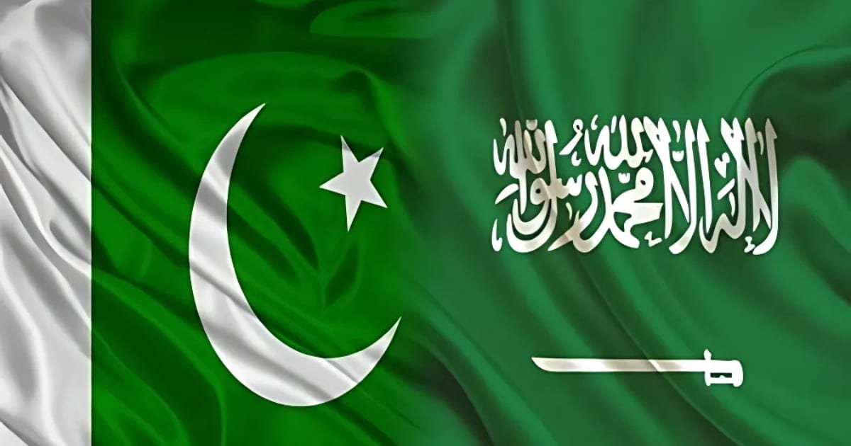 flags of pakistan and KSA