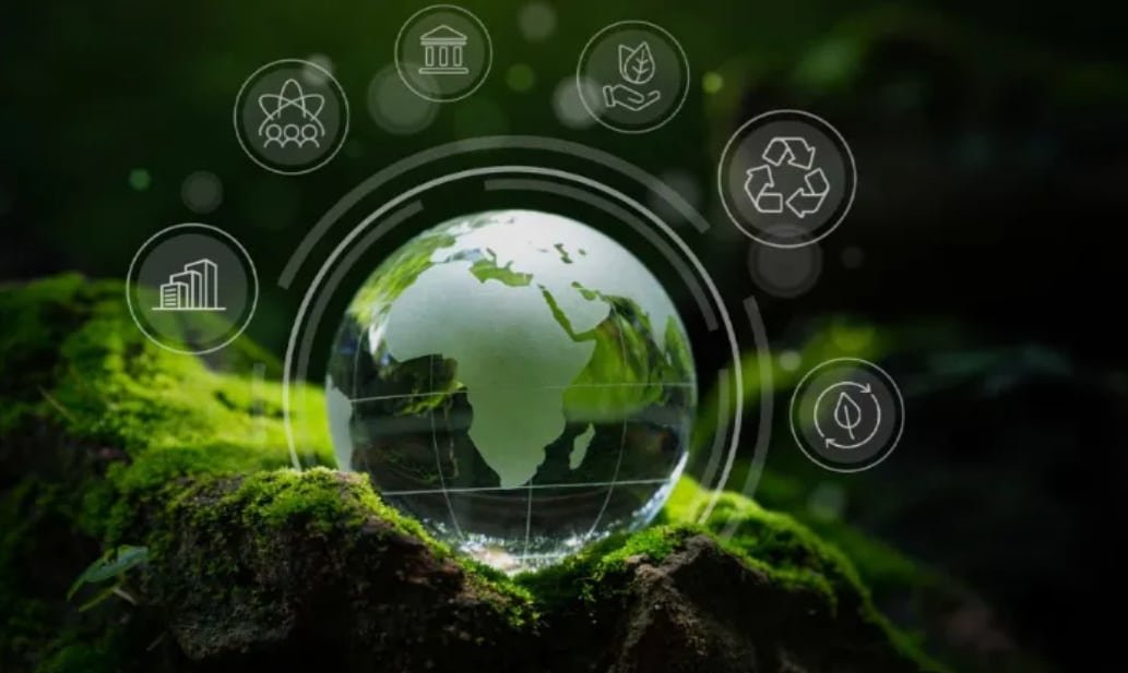 An imaginary green globe