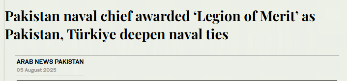 Arab News reported that Pakistan and Turkey deepen maritime partnership as Admiral Naveed Ashraf tours Turkish naval facilities, reviews MILGEM project progress, and explores joint submarine and defense initiatives.