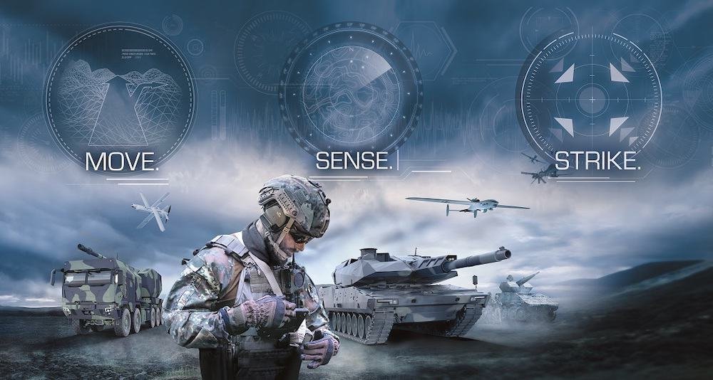 Digital Soldier with move, sense and strike written over the battlefield