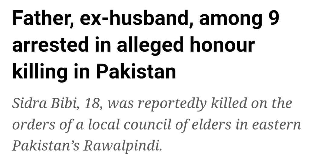 Al Jazeera reports that Father, among others, arrested in alleged honor killing in Pakistan