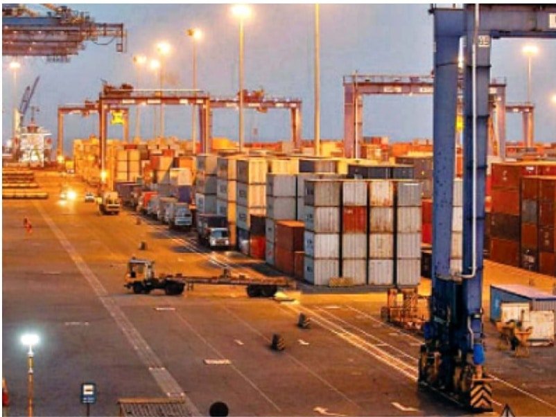 Goods in Containers on a ship yard