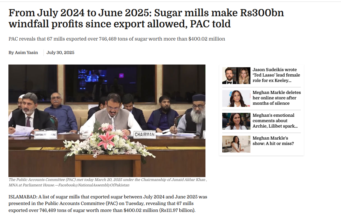 PAC reveals that 67 mills exported over 746,469 tons of sugar worth more than $400.02 million