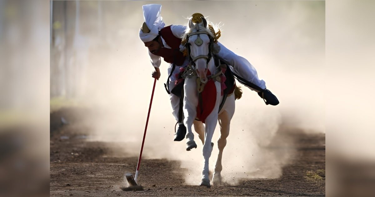 pakistani tradtional sports tent pegging