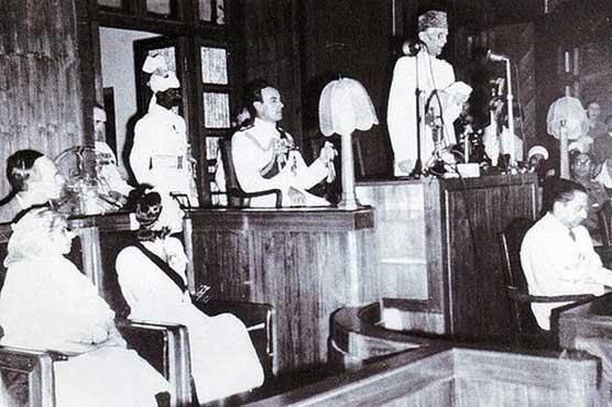 Quaid e Azam addressing Constituent Assembly on 11 August 1947 