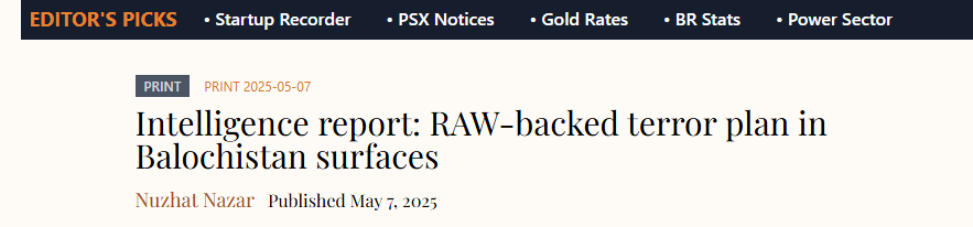 RAW has mobilized proxies, including the FAH and Afghan operatives, to launch coordinated attacks in Balochistan after its Pahalgam false flag failed, Pakistani intelligence claims.