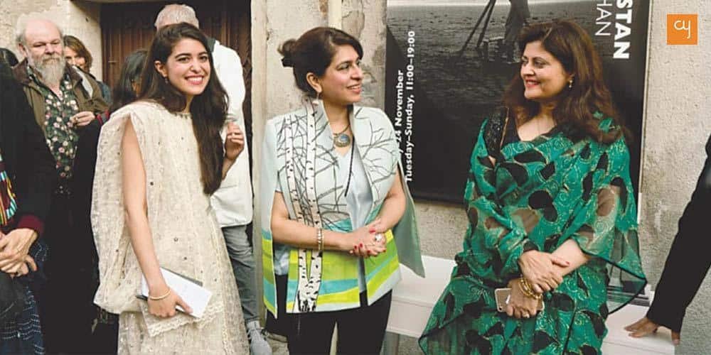 Spectators in Pakistan's first art pavilion 