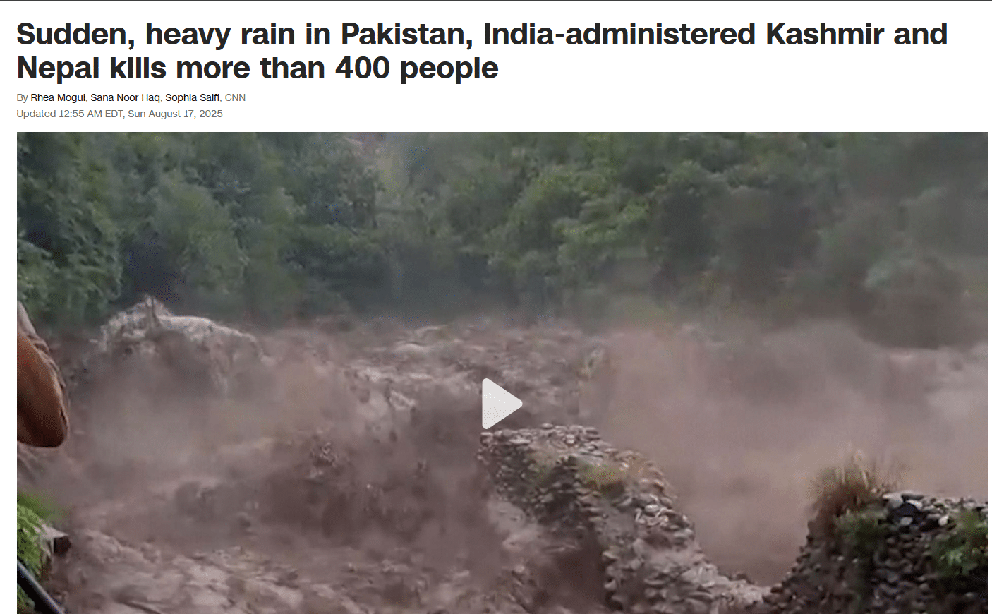 Sudden heavy rain resulted in destruction