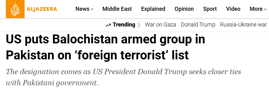  The US officially labeled Pakistan’s BLA/FAH and Majeed Brigade as foreign terrorist organizations to strengthen counterterrorism efforts. 