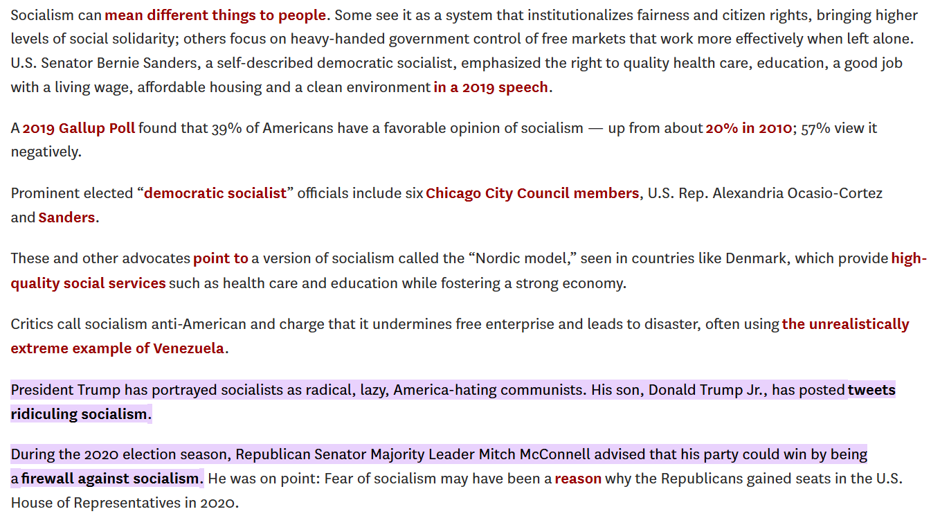 The word “socialism” has become a trigger word in U.S. politics, with both positive and negative perceptions of it split along party lines.