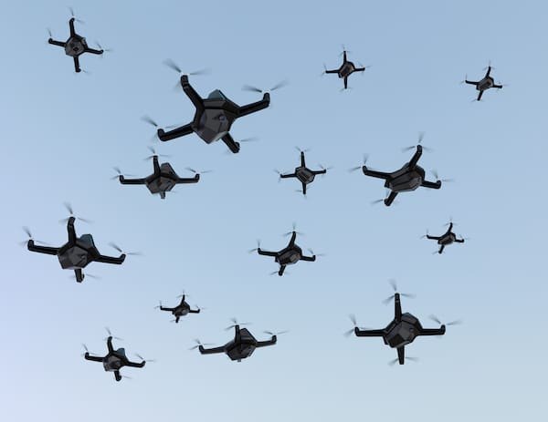 multiple drones flying