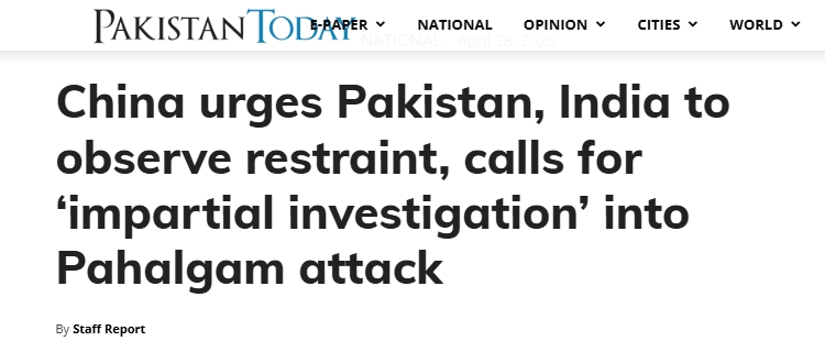 china urges pakistan , india to observe
