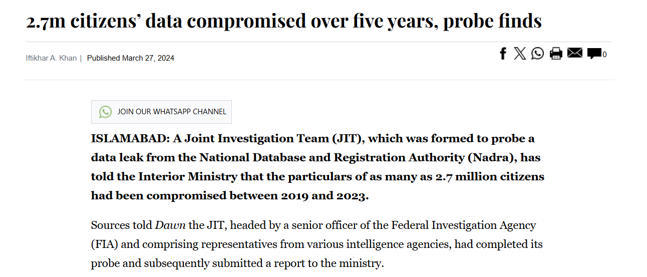 2.7m Citizens data compromised over five years