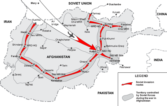 A map of Soviet expansion into Afghan territory