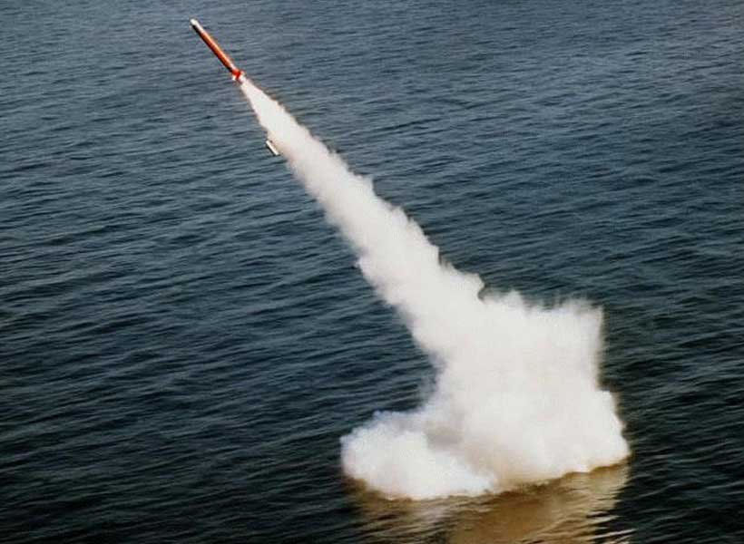 Babur missile being test-fired in the Arabian Sea