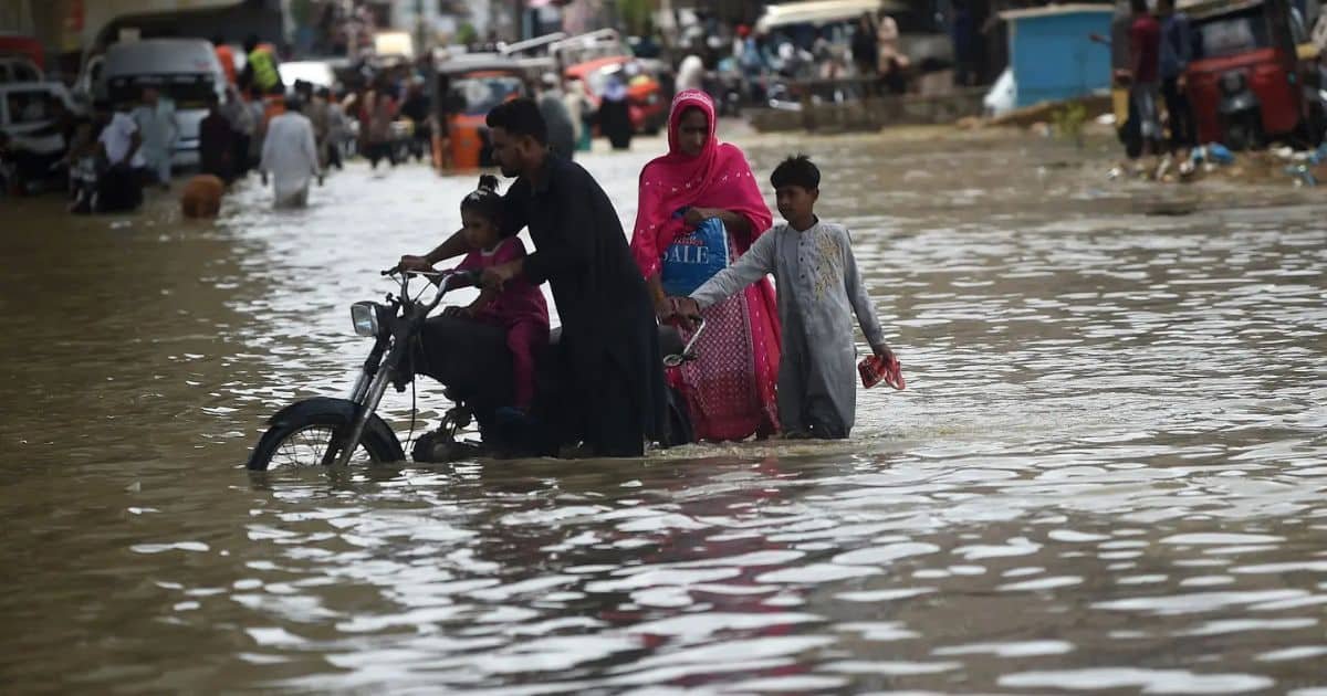Motorbike in flood